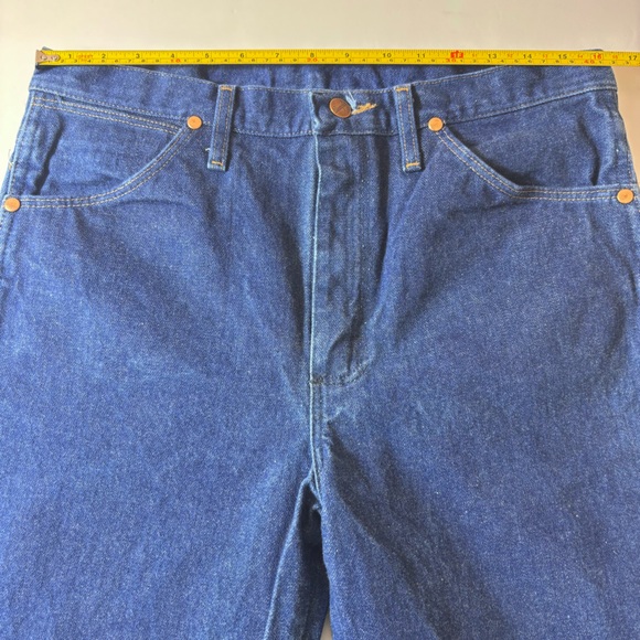 Wrangler Men's Jeans Cowboy Cut Slim Fit Rigid Indigo Denim Blue Size 34x33 - Picture 11 of 14